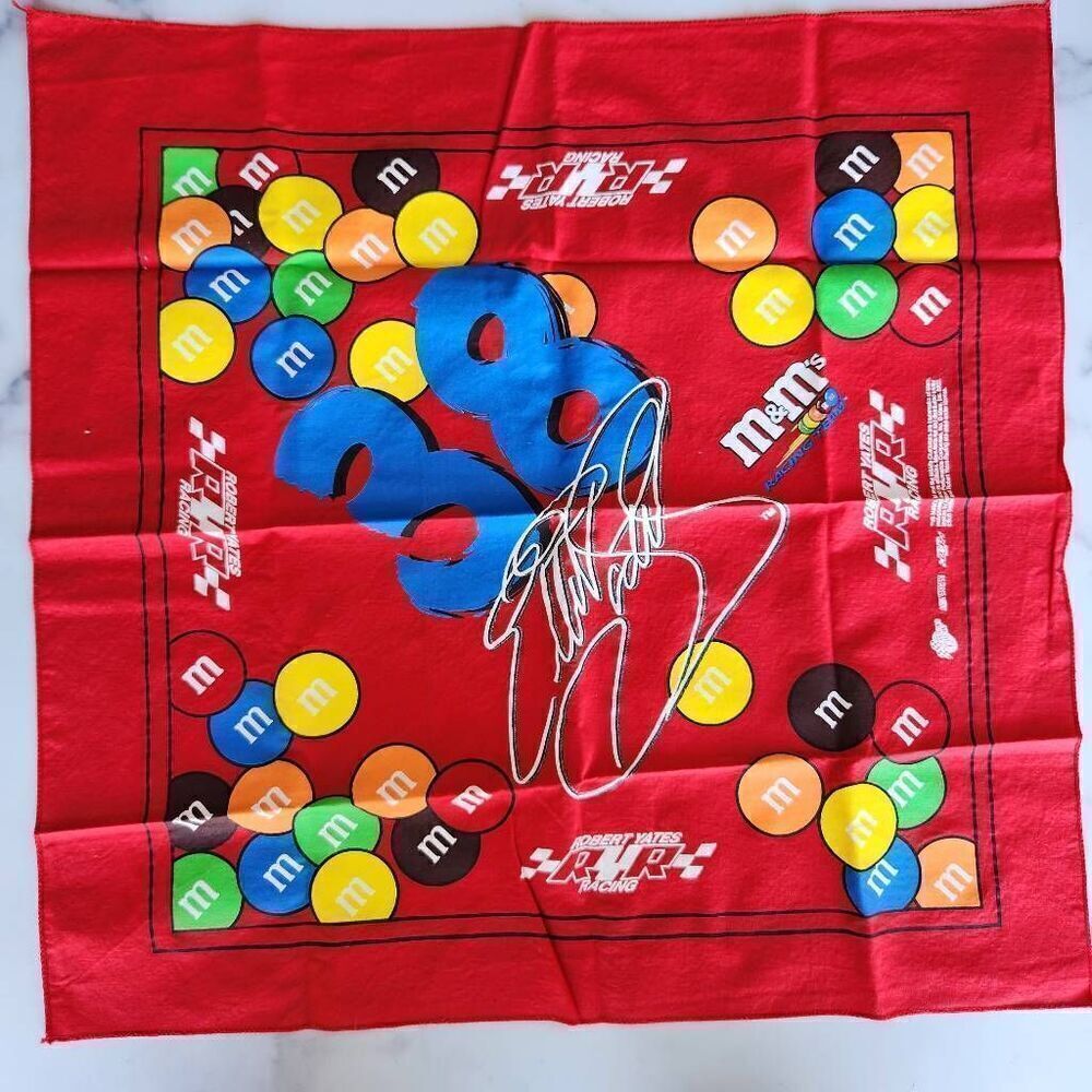 Y2K NASCAR racing Robert Yates #38 2003 M&M candy handkerchief red